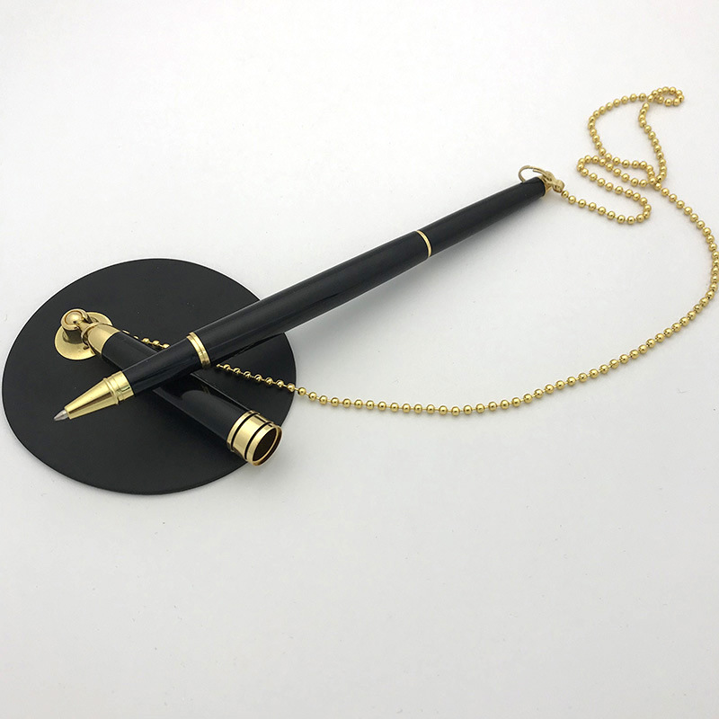 Metal fixed with chain desk pen business office metal with chain signature pen cabinet desktop advertising gift set pen