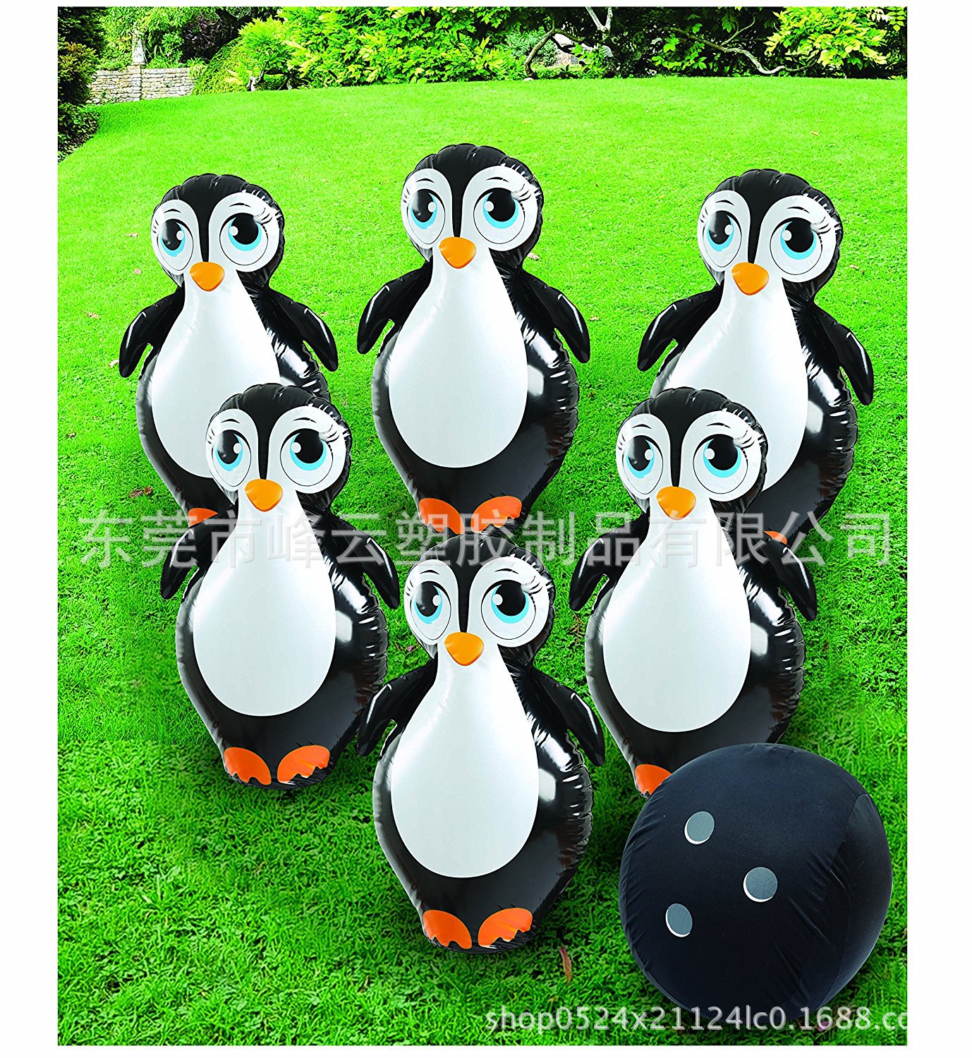 Professional Dongguan Manufacturer Produces Pvc Inflatable Bowling Toy Penguin Ball Kidsren's Home Bowling Set