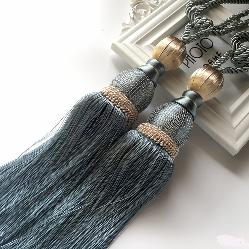 Cross-border hot-selling high-grade big gold silk tennis European-style curtain hanging ball curtain tie rope single ball