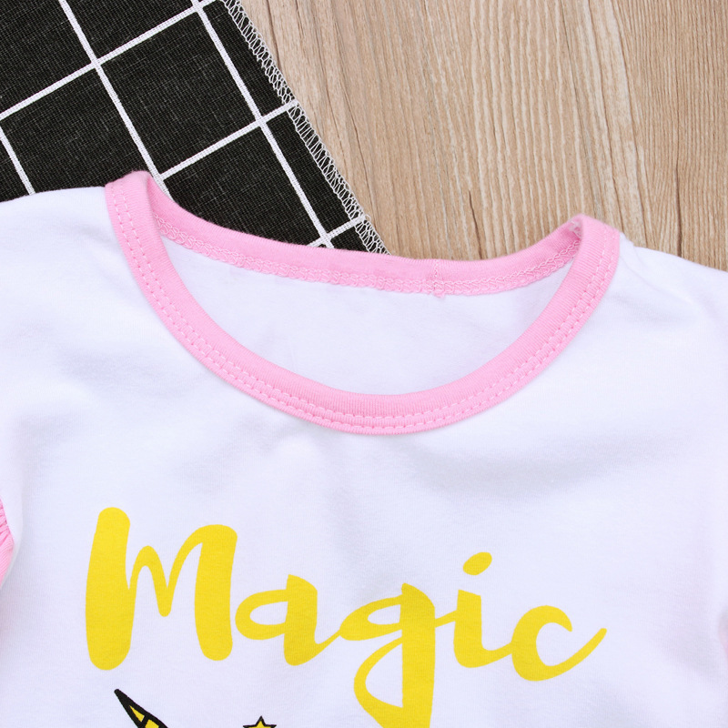 Girls European and American Summer Letter Unicorn Pink Sleeveless Vest Top + Short Skirt Two-piece Set Kidsren's Clothing ins