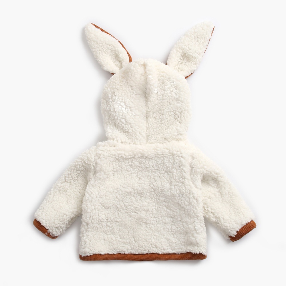 Children's Outwear Autumn and Winter New Rabbit Shape Kidsren's Velvet Thickeneded Outwear Hooded Jacket Baby Outwear