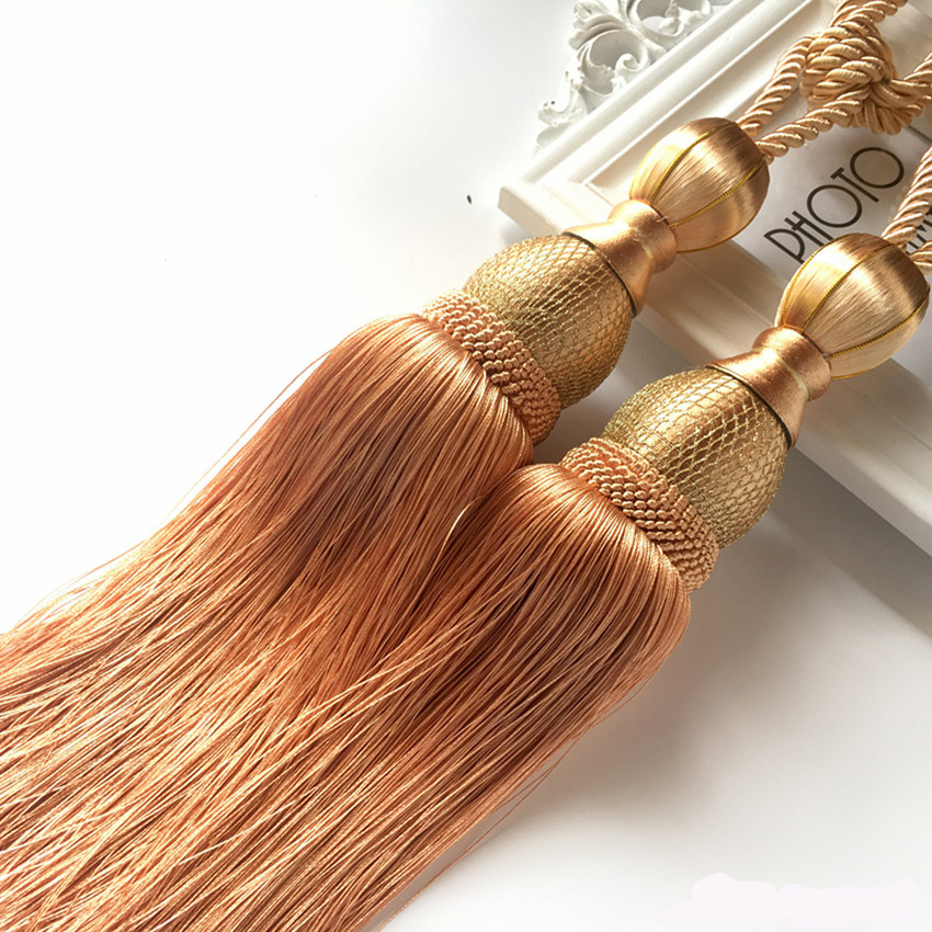 Cross-border hot-selling high-grade big gold silk tennis European-style curtain hanging ball curtain tie rope single ball