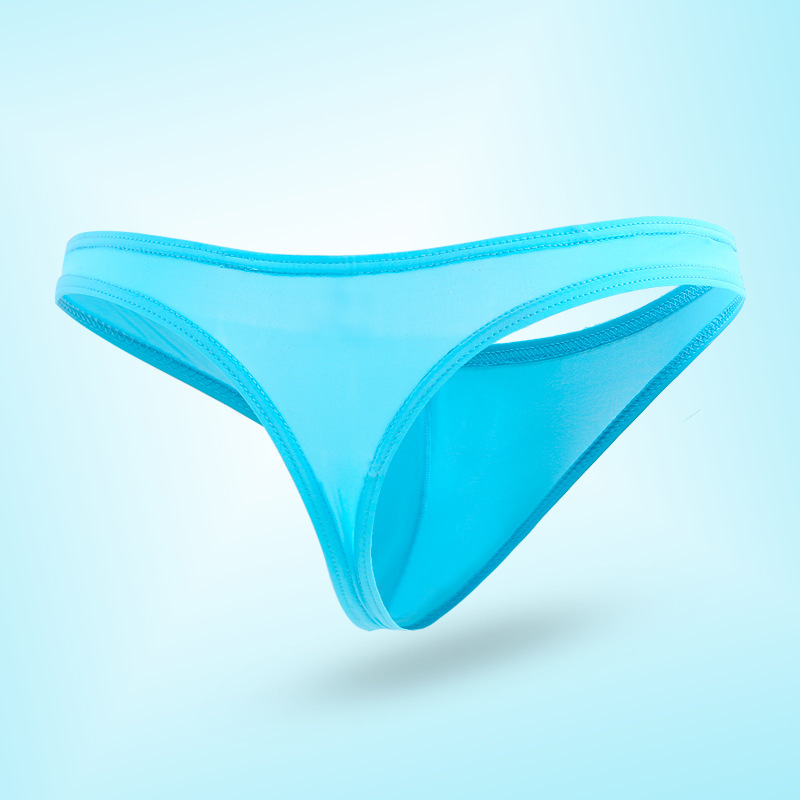 Men's Ice Silk Translucent Thong Thin Sexy Underwear T Pocket Breathable Low Waist Young Men's Pants