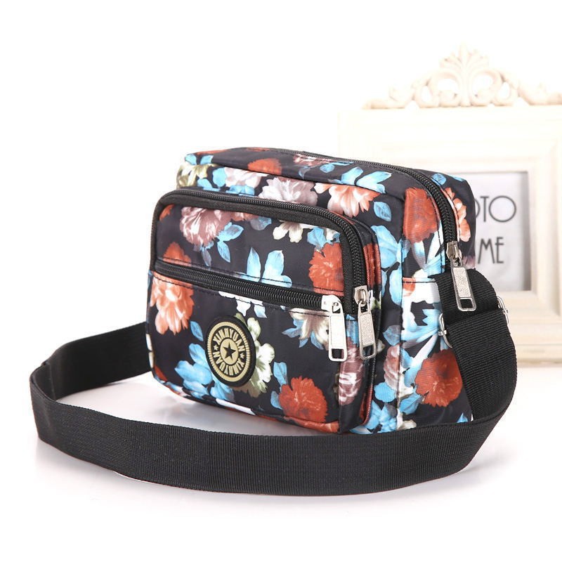 New Casual Women's Crossbody Bag Nylon Flower Cloth Shoulder Bag Fashion Crossbody Coin Purse Oxford Cloth Shoulder Cloth Bag