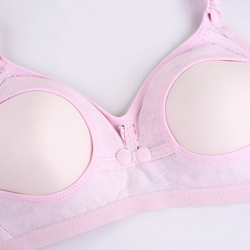 Factory wholesale New pregnant women lactation underwear front buckle without steel ring printing detachable three-breasted bra