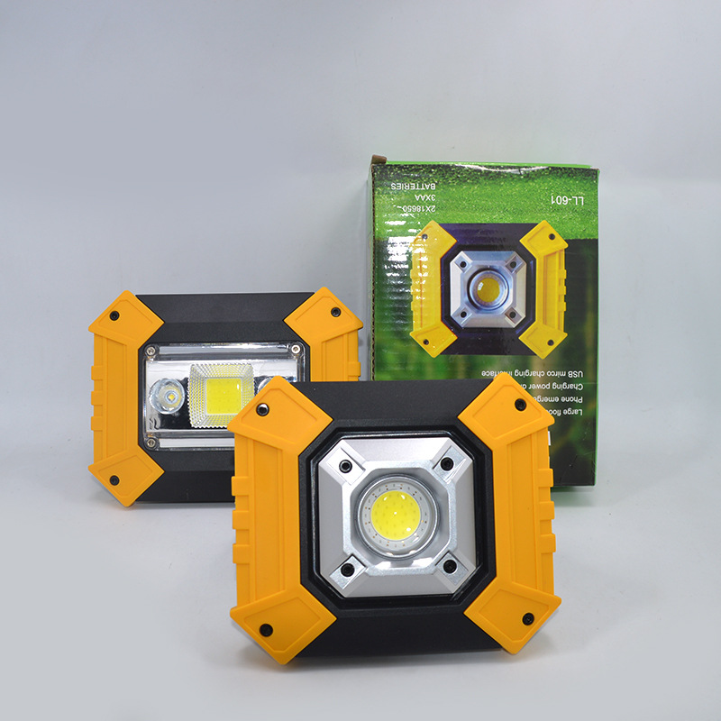 Wholesale COB rechargeable portable Searchlight three light source red blue flash LED flood light emergency lighting work light