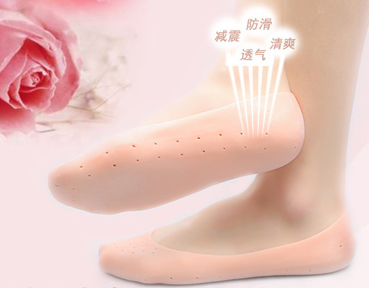 Silicone anti-cracking full foot sleeve heel ti protective sleeve men's and women's foot moisturizing shallow mouth boat socks a generation of hair