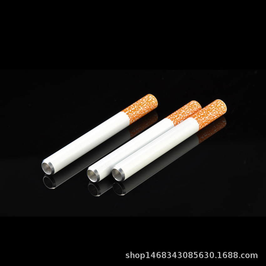 Factory Direct Sales New Cigarette Shape Long Smoking Pipe Length 78mm Aluminum Alloy Pipe Box of 100 Pieces