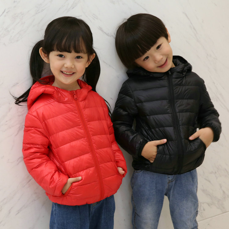 Lightweight Down Jacket Children's Baby Boys and Girls Ultra-thin Hooded Short Thin Children's Coat