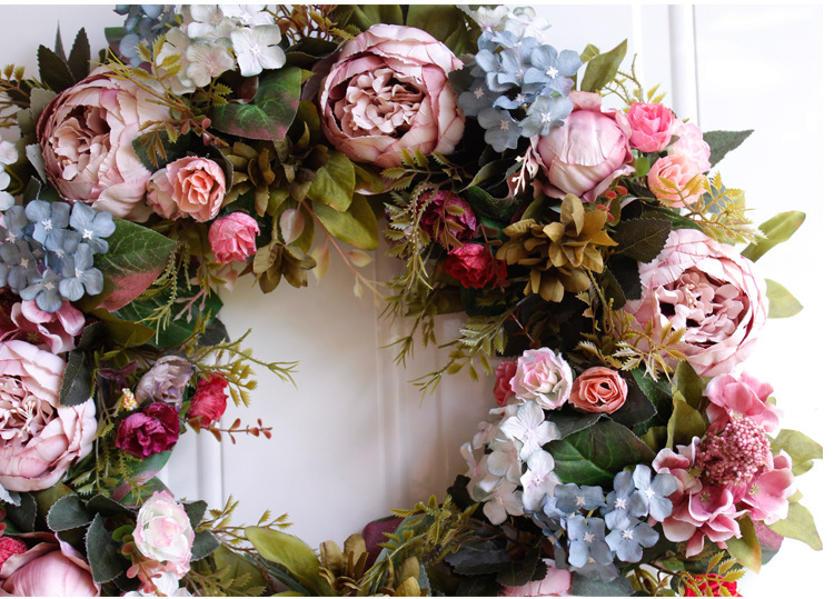 Large wreath 53cm 22 inch artificial flower wreath hanging decoration door decoration wall decoration Amazon AliExpress supply