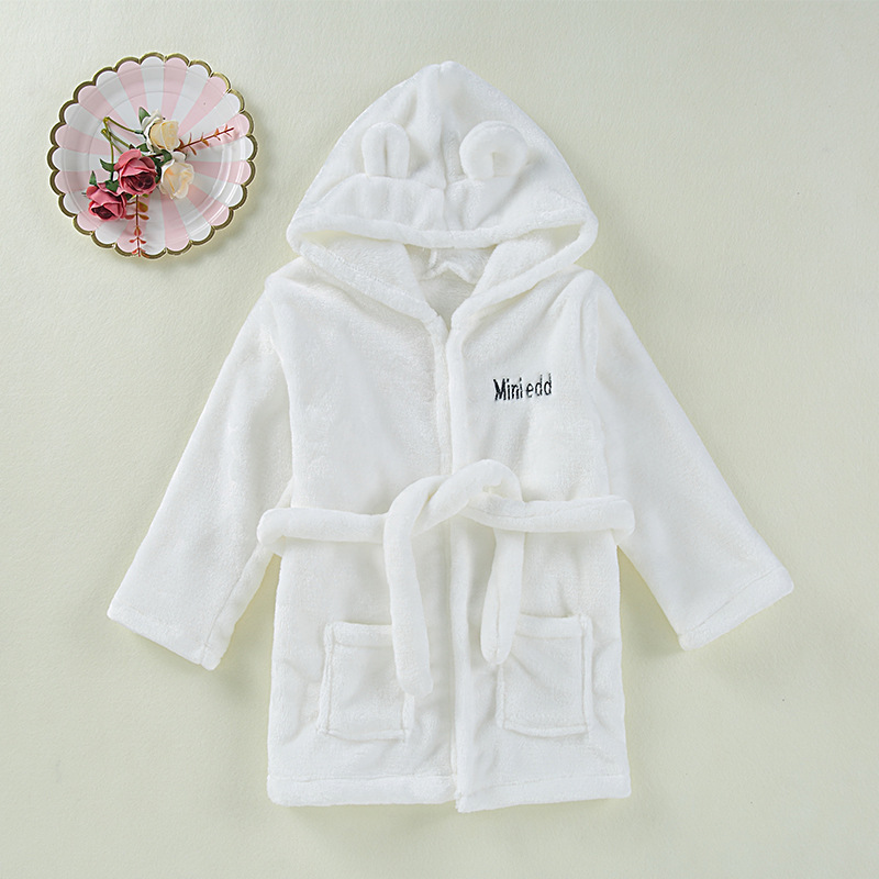 Ins Flannel Bathrobe Foreign Trade Children's Clothing Home Clothes Cute Children's Nightgown Baby Bathrobe Baby Pajamas