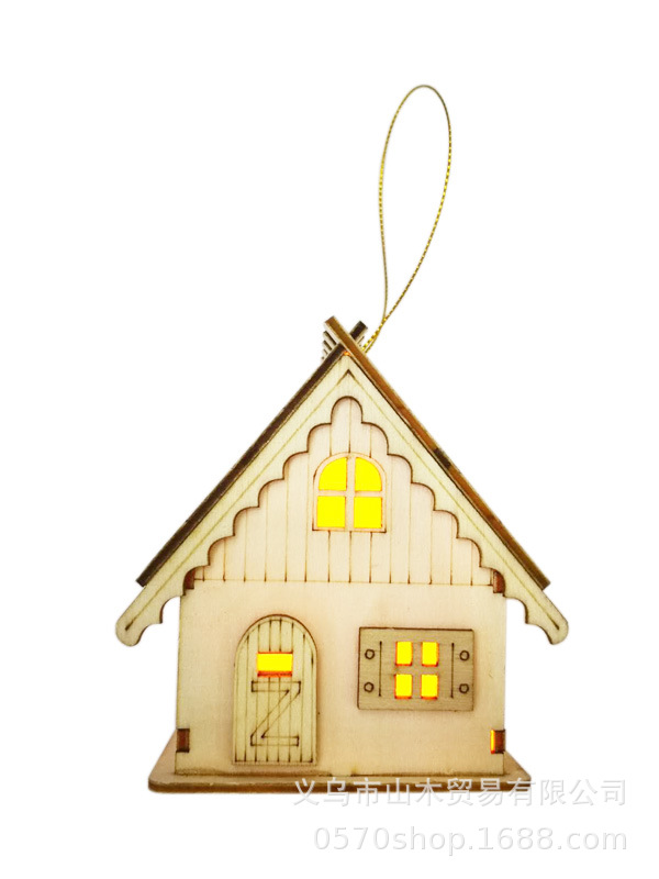 Shining Little House Wooden House Lighting DIY Wooden White Blank Peach Heart Pen Holder Photo Frame Piggy Bank Accessories