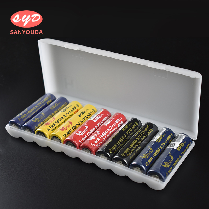 Pp Floating White 18650 Battery Box Storage and Protection Box 10-Cell Battery Plastic Box White Battery Box