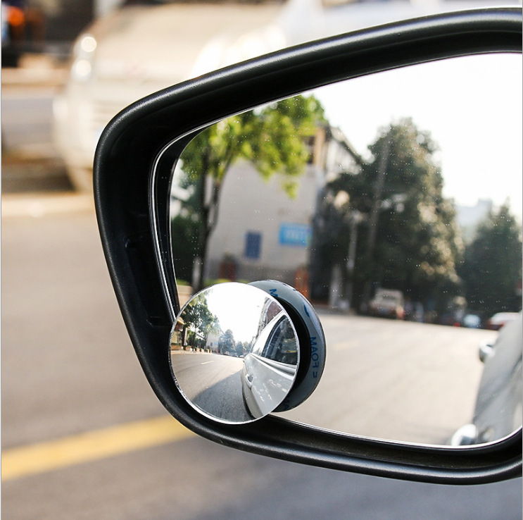 Car borderless small round mirror 360 degree reversing blind spot mirror convex mirror rear view rotating mirror glass small round mirror