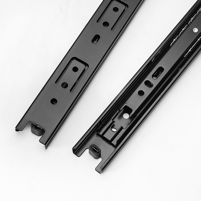 Push-pull decorative painting 35 wide three-section drawer slide rail meter box mute buffer three-fold steel ball track guide rail