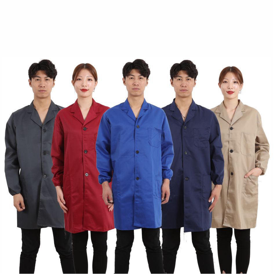 Self-produced blue coat labor protection tooling men's and women's long sleeve dust-proof clothing custom advertising logo work clothes