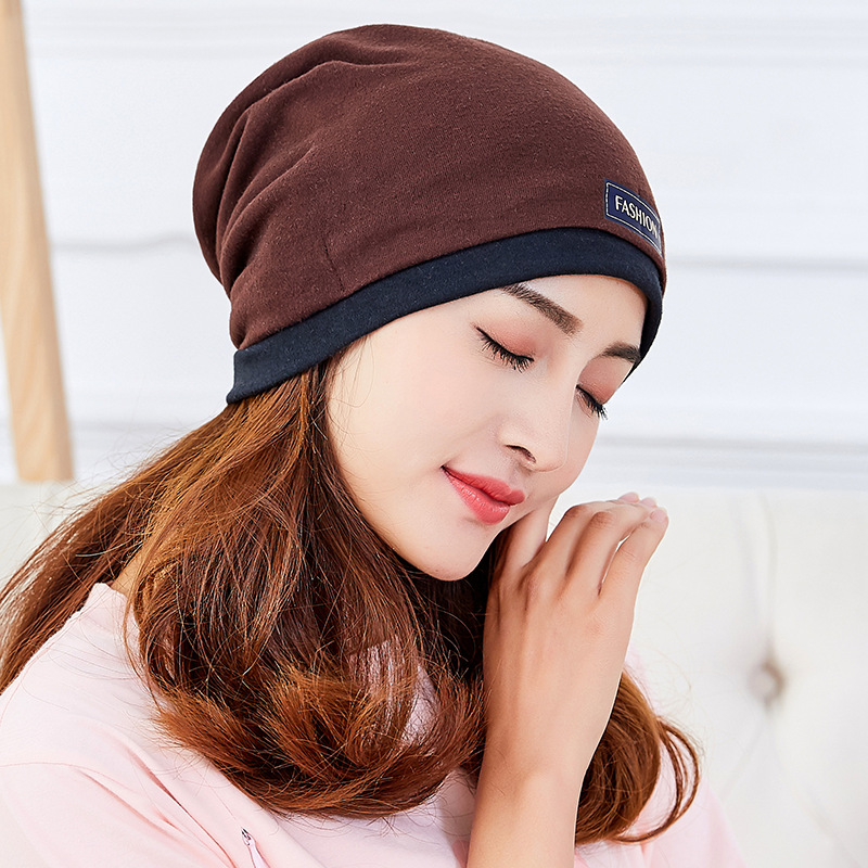 Knitted cotton double-layer bilateral stacking cap moon cap Women's cap windproof maternity cap