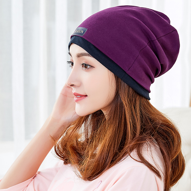 Knitted cotton double-layer bilateral stacking cap moon cap Women's cap windproof maternity cap