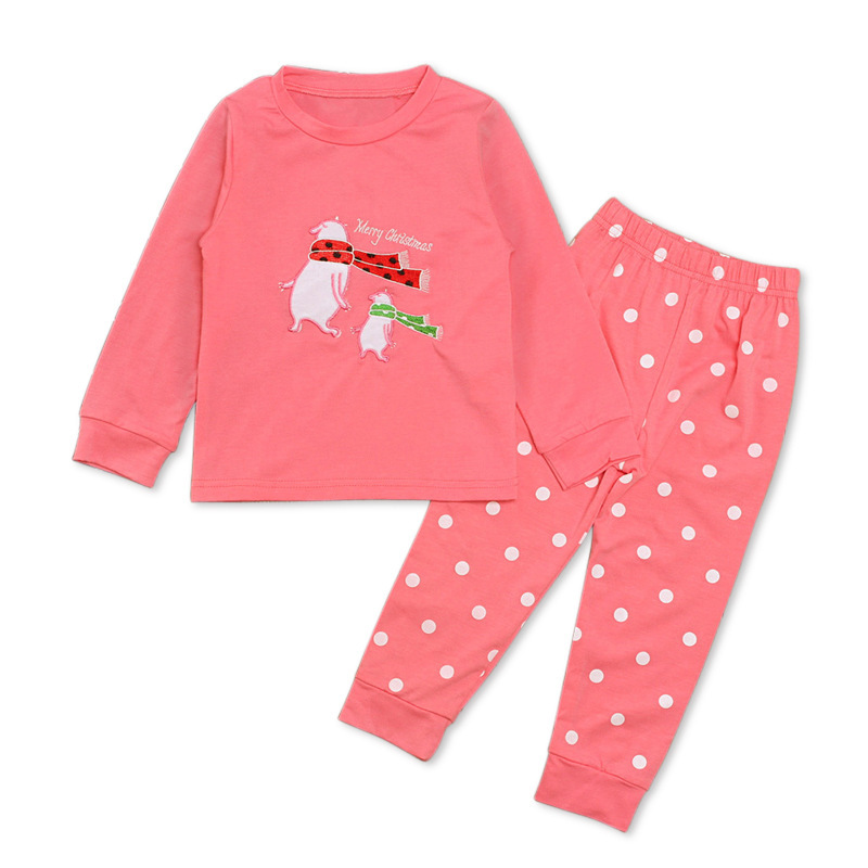 Children's European and American Spring and Autum Christmas Style Girls' Long-sleeved Cartoon Pattern Tops + Pants Two-piece Set Kidsren's Clothing ins