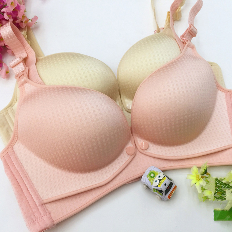 In stock maternity nursing bra one-piece nursing seamless half-piece nursing Plaid front buckle underwear