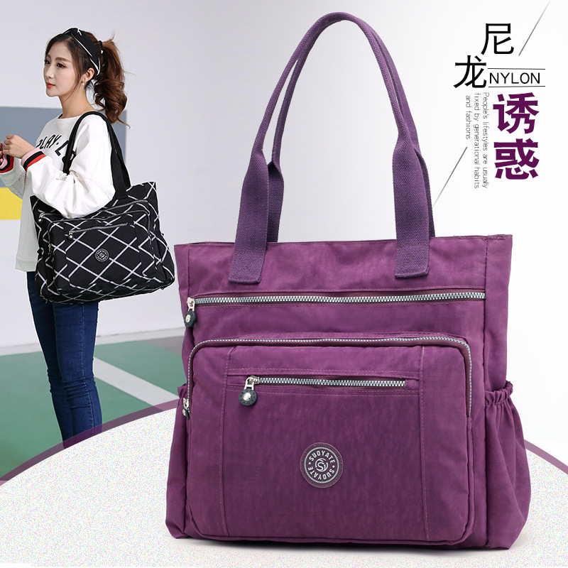 Women's bag simple canvas shoulder bag middle-aged and elderly nylon Oxford cloth large capacity mother bag travel bag