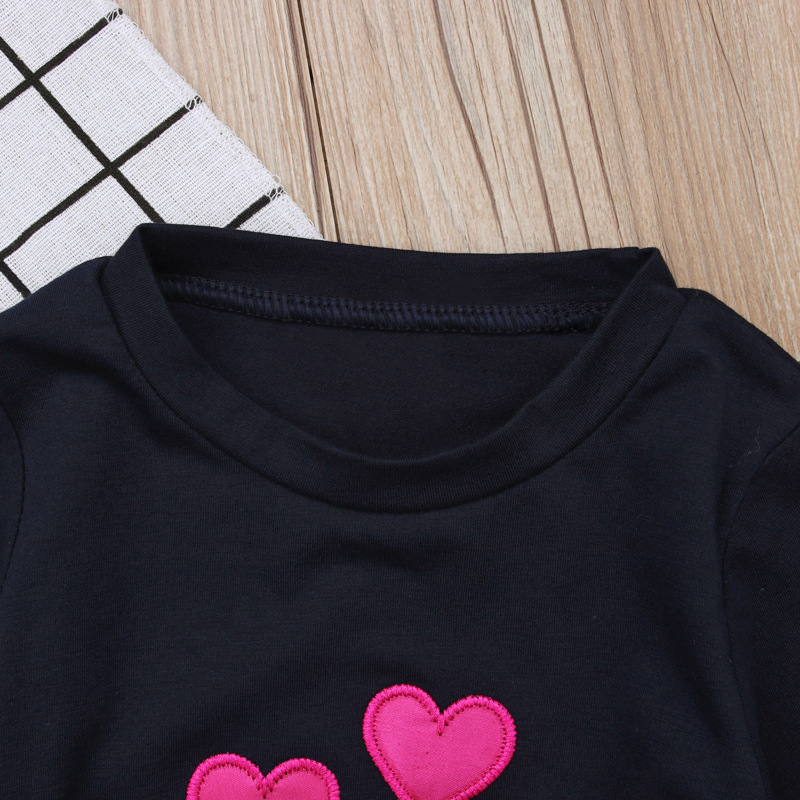 Girls' European and American Spring and Autumn Valentine's Day love Long Sleeve T-shirt + Trousers Two-Piece Home Clothes Children's Wear