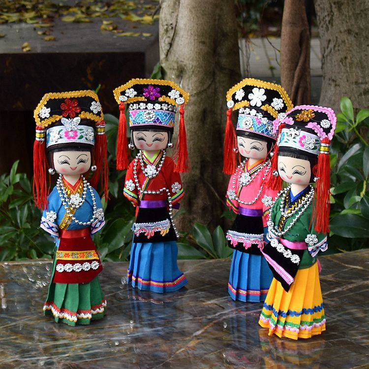 56 Minority Doll Yunnan Puppet Ornaments Wooden Doll Doll Crafts Wholesale
