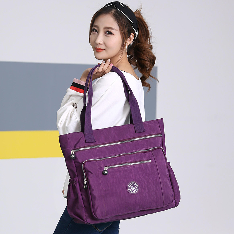 Women's bag simple canvas shoulder bag middle-aged and elderly nylon Oxford cloth large capacity mother bag travel bag