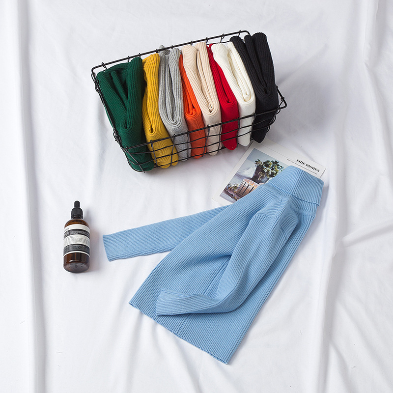 2022 Trbottomy Korean Solid Color Autumn and Winter Casual Fashion Knitted Turtleneck Cotton Candy Color Bottoming Children's Sweater