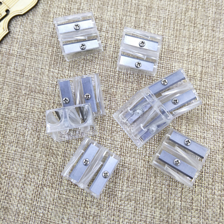 Double Hole Pencil Sharpener Large Hole Pencil Sharpener Reel Double White PS Transparent Pencil Sharpener Sharpener Heart Children Pencil Sharpener