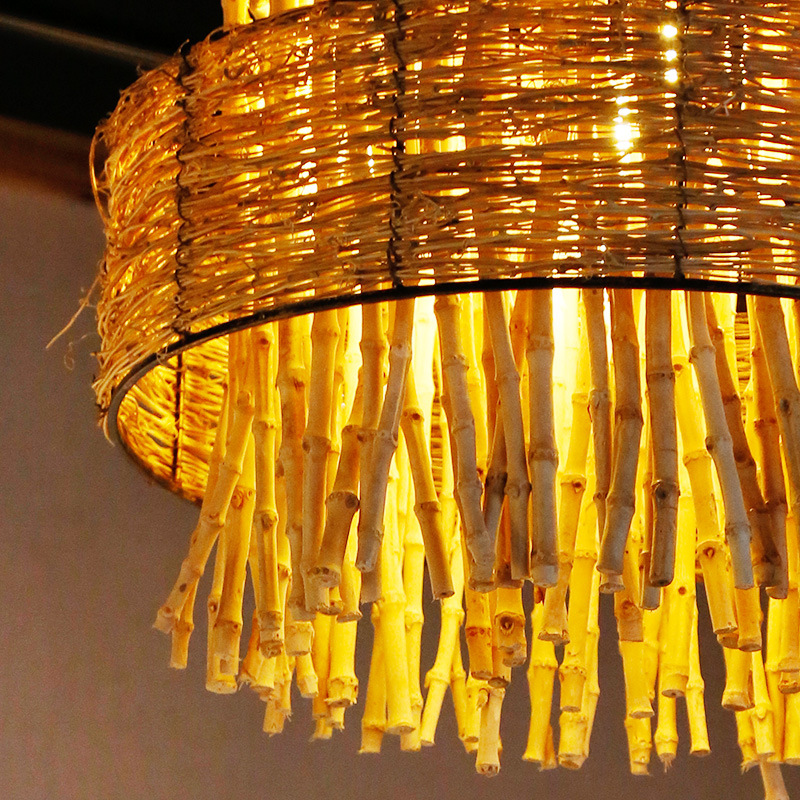 Non-Standard Engineering Custom Decorative Parts Woven Crafts Bamboo and Rattan Hand-Woven Decorative Pendants Tea Room Ornaments