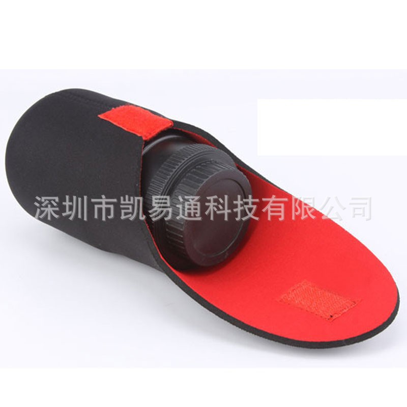 SLR camera lens bag lens barrel thickened diving material waterproof lens bag red and black lens cover anti-shock and anti-collision