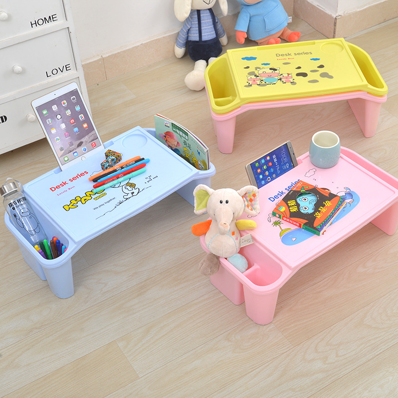 Children's Lazy Desk Plastic Small Dining Table Bed Laptop Table Baby Learning Table Factory Printing LOGO
