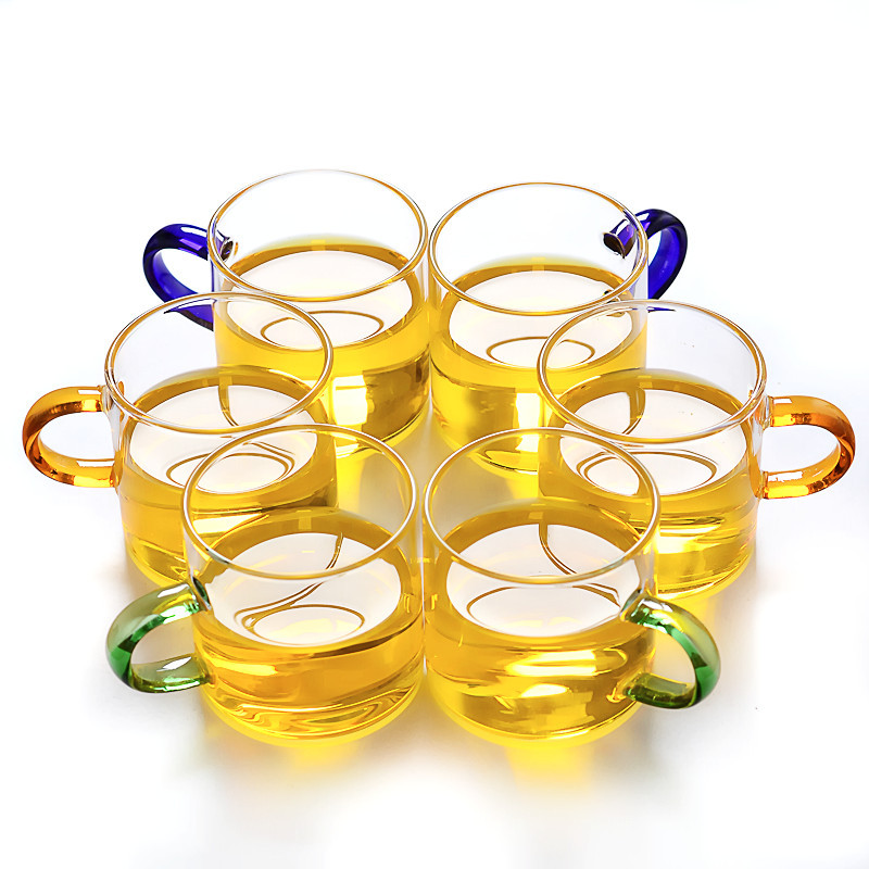 Factory wholesale High Borosilicate glass teacup with handle transparent kung fu teacup glass tasting cup small Cup