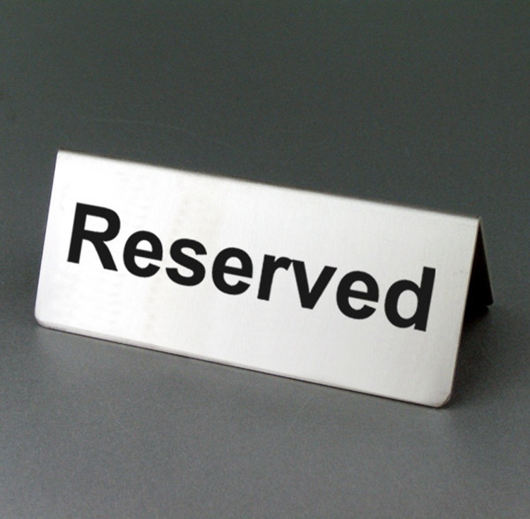 Stainless steel reserved seat card reserved seat card reserved seat card triangle double-sided Chinese and English table number plate