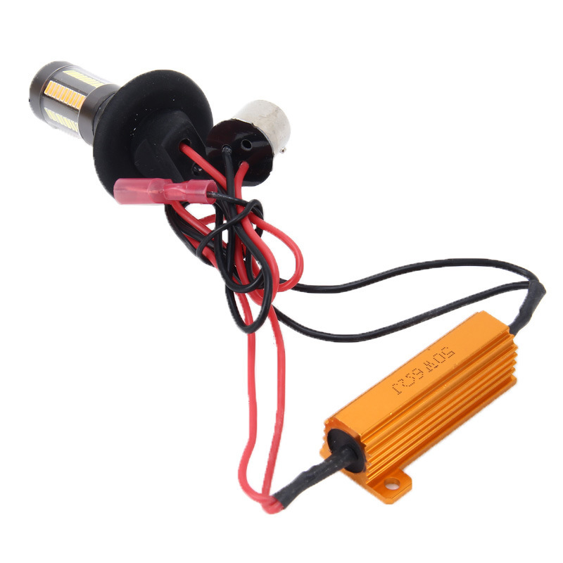 Car LED turn signal daytime running light with decoding BAU15 T20 T25 4014 66 light white yellow two-color