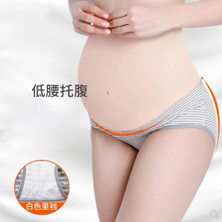Factory wholesale pregnant women low waist breathable triangle cotton underwear women's large size belly mommy Taobao supply 4 Pack
