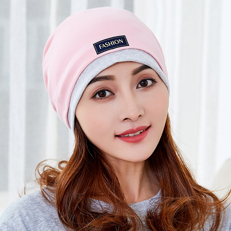 Knitted cotton double-layer bilateral stacking cap moon cap Women's cap windproof maternity cap