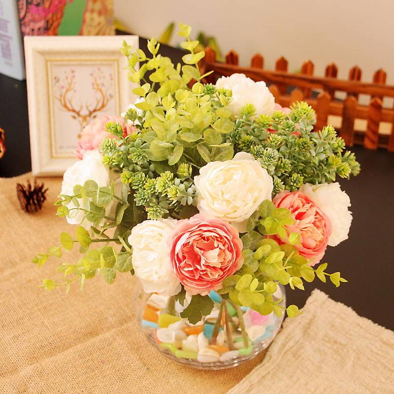 Simulation Flower Art Single Branch Small Camellia Fake Flower Home Photography Soft Dress Handmade Flower Living Room Coffee Table Dining Table Decorative Flower