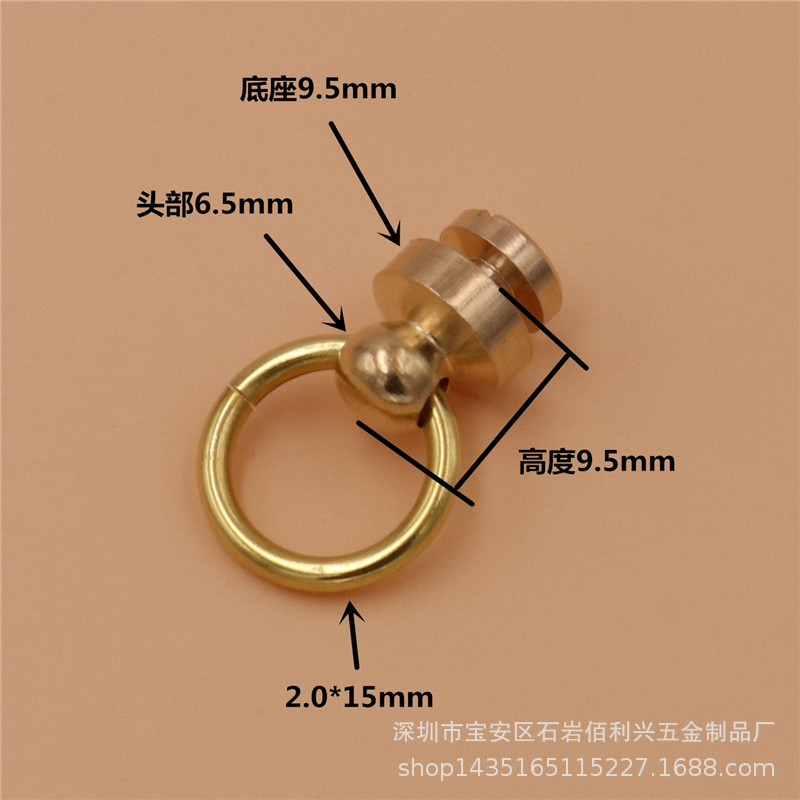 Brass monk head with ring pacifier nail DIY handmade leather luggage hardware accessories pure copper handle monk head