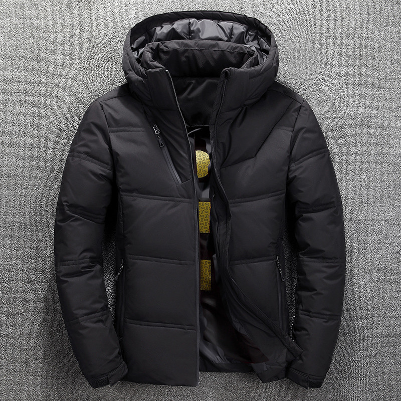 Winter New Men's Short down Jacket with Detachable Hood, Thickened down Jacket, Korean Style Trendy Youth White Duck down Coat