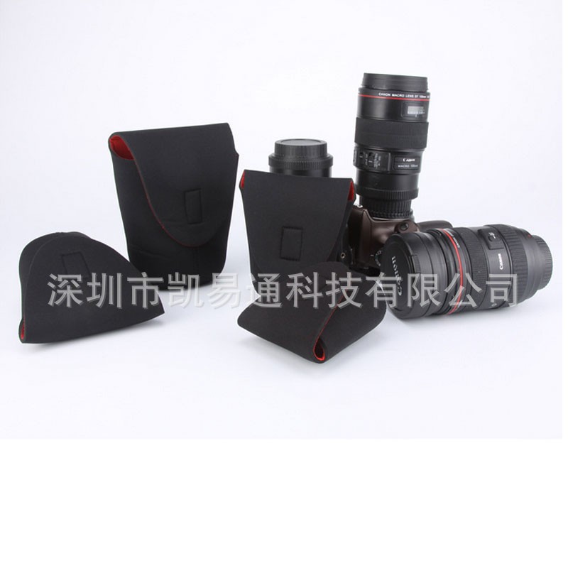 SLR camera lens bag lens barrel thickened diving material waterproof lens bag red and black lens cover anti-shock and anti-collision