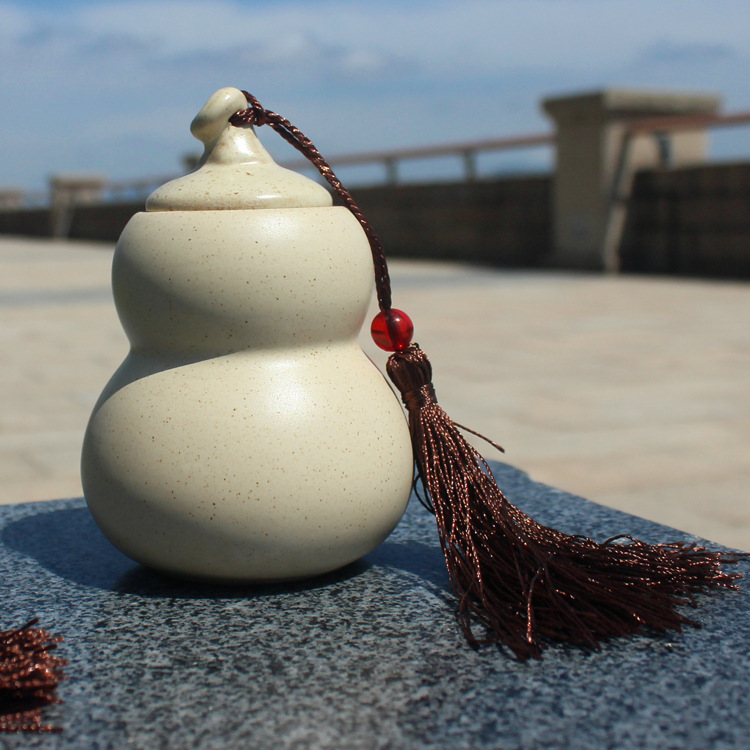 Creative Tea Can Ointment Bottle Travel Portable Iron Tea Dendrobium Chinese Medicine Pill Gourd Small Porcelain Bottle LOGO Customization