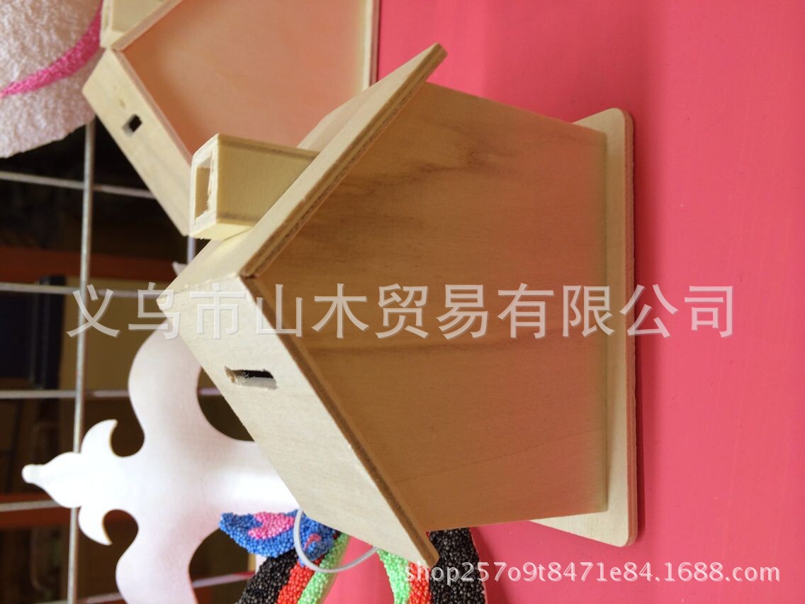 Shining Little House Wooden House Lighting DIY Wooden White Blank Peach Heart Pen Holder Photo Frame Piggy Bank Accessories