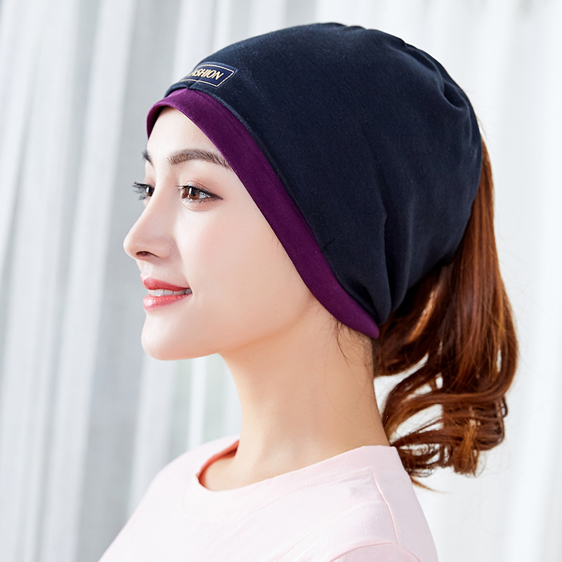 Knitted cotton double-layer bilateral stacking cap moon cap Women's cap windproof maternity cap