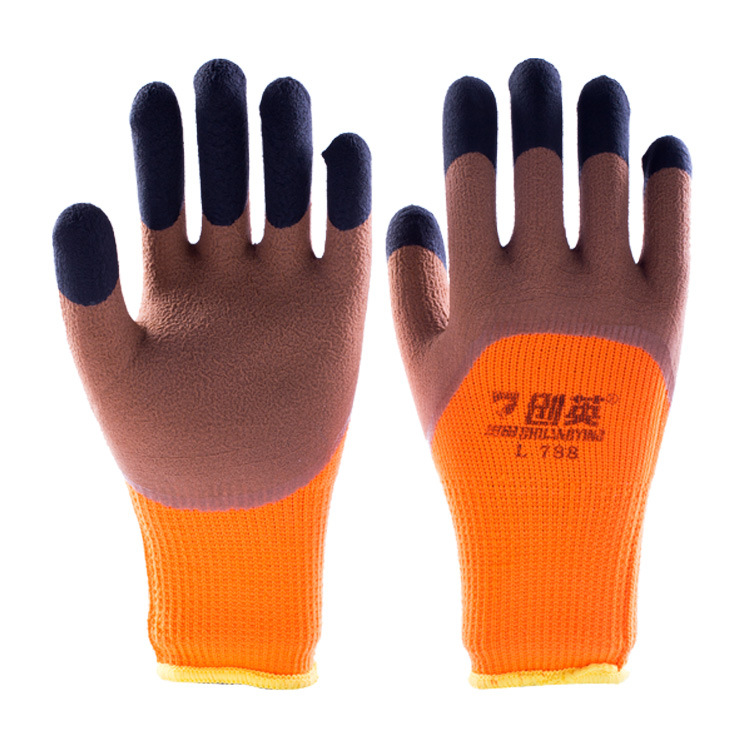 Chueda Chuangying 788 terry two-color reinforced finger gloves warm wear-resistant winter hot sale