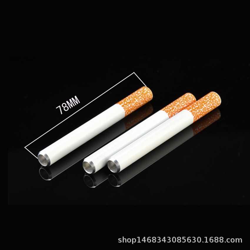 Factory Direct Sales New Cigarette Shape Long Smoking Pipe Length 78mm Aluminum Alloy Pipe Box of 100 Pieces