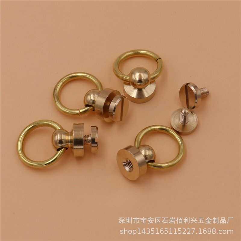 Латунная голова монаха с кольцом, аксессуары для ручной работы из кожи, чистая медная ручка