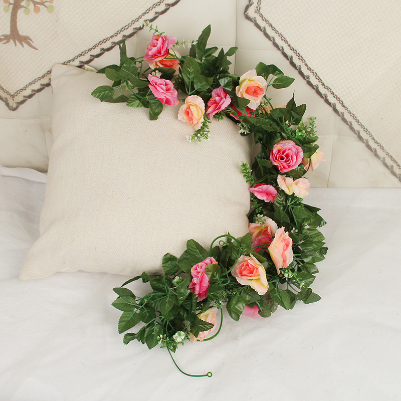 10 Head simulation rose rattan fake flower wire decoration flower rattan Balcony decoration high quality vine wedding 2 meters