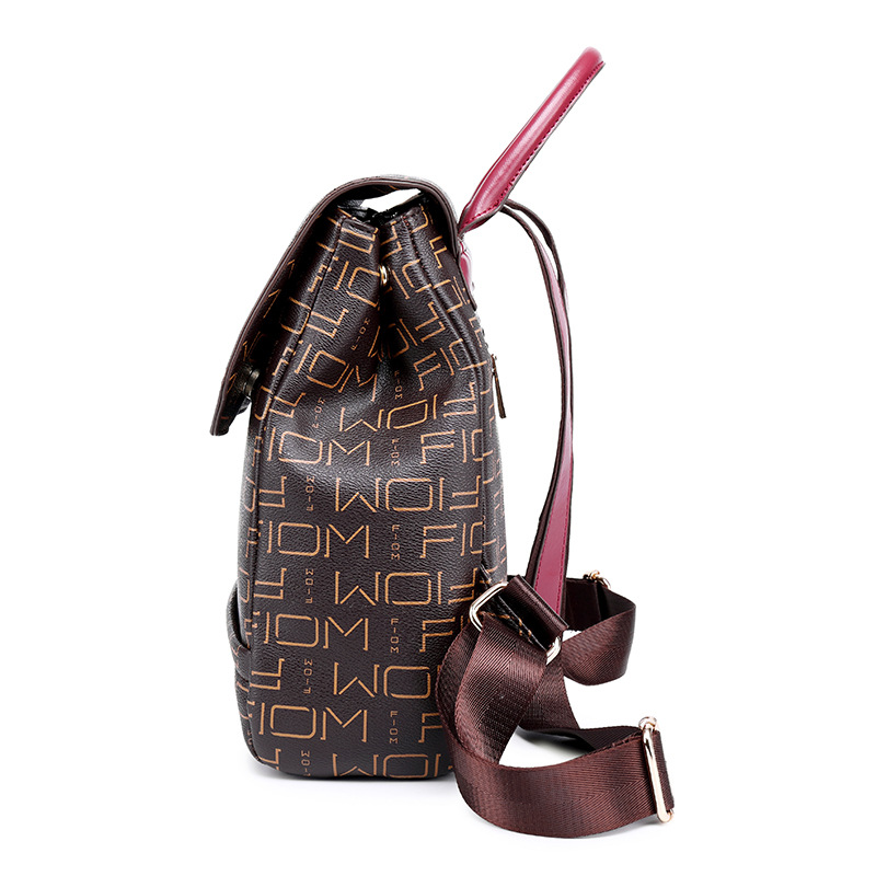 Summer New Pvc Trendyy Small Backpack Retro Old Flower Women's Bag Korean Style Fashion Backpack Female Middle School Student School Bag